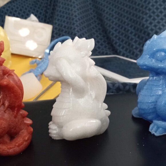 Handmade Patriotic Red White Blue Dragon Statute - Picture 4 of 4